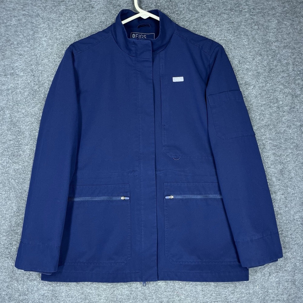 Figs Page Scrub Jacket Womens Medium Navy Blue Technical Collection